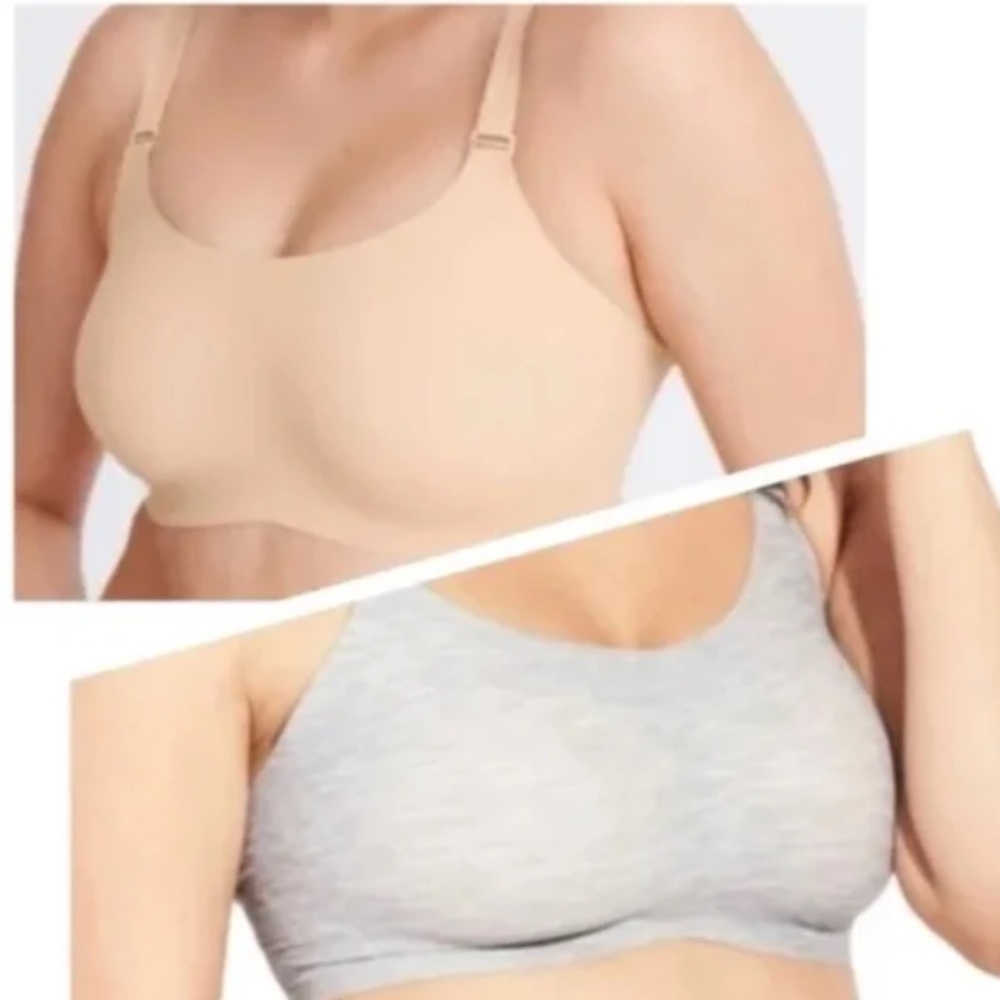 💐Knix Evolution Reversible Padded Bra Sz 4 Beige/Heathered Grey